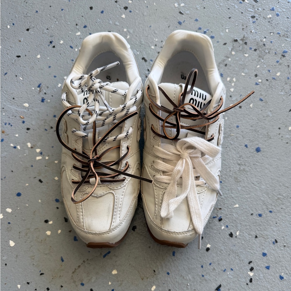 Inspired Sneakers with Mixed Laces miumiu